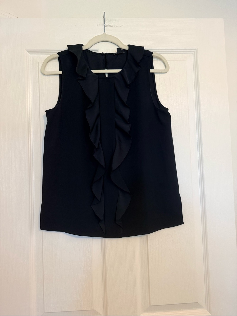 Ann Taylor Black Ruffle Front Sleeveless Camisole